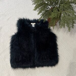 Crewcuts Girls Black/Navy Blue Faux Fur Vest